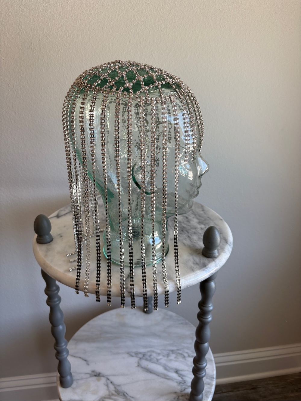Crystal Fringe Headpiece and Bra Set - Silver - Picture 10 of 11